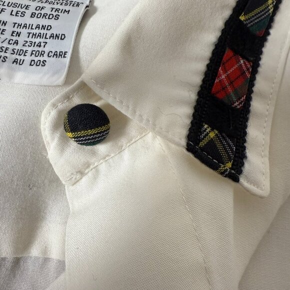 Talbots Long Sleeve Button Down Cream with Tartan Plaid Trim & Buttons Size Med - Picture 8 of 8